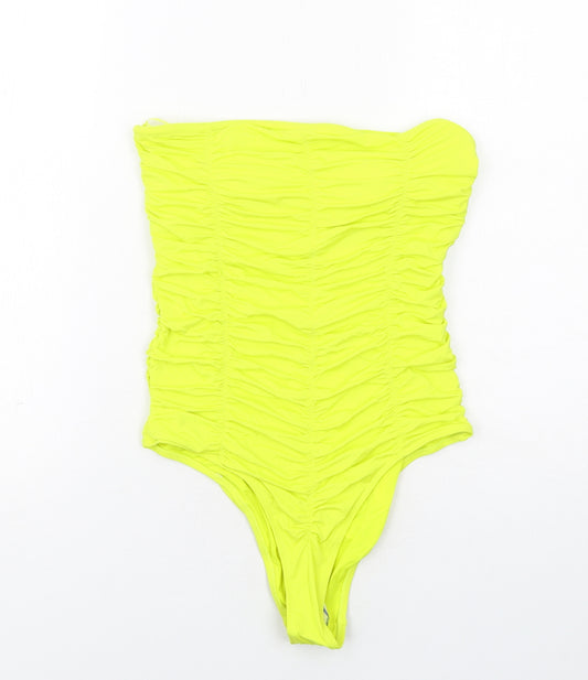 Zara Womens Yellow Polyamide Bodysuit One-Piece Size L Pullover - Strapless