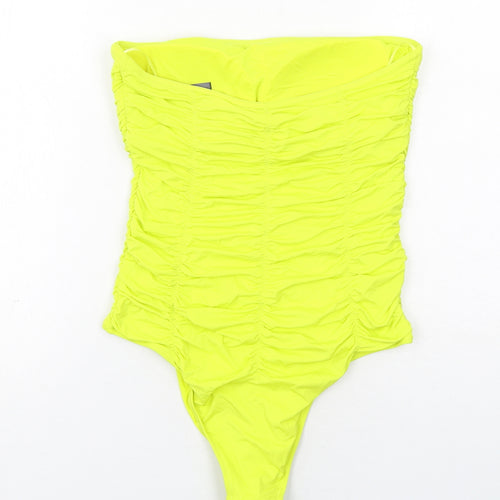 Zara Womens Yellow Polyamide Bodysuit One-Piece Size L Pullover - Strapless