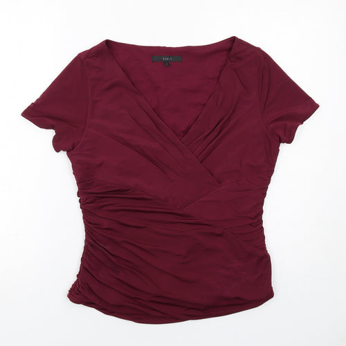 Coast Womens Purple Polyester Basic T-Shirt Size M V-Neck