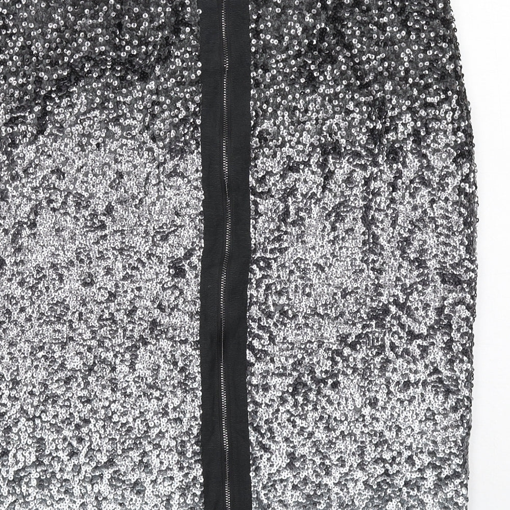 Mint Velvet Womens Grey Polyester A-Line Skirt Size 14 Zip