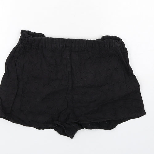Topshop Womens Black Cotton Sailor Shorts Size 8 Regular - Broderie Anglaise