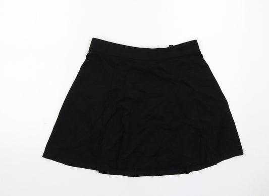 H&M Womens Black Viscose Skater Skirt Size M Zip
