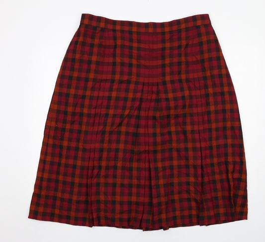 ELVI Womens Multicoloured Check Polyester A-Line Skirt Size 24 Zip