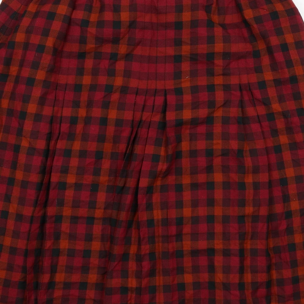 ELVI Womens Multicoloured Check Polyester A-Line Skirt Size 24 Zip