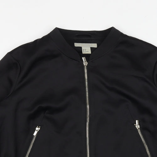 H&M Womens Black Bomber Jacket Jacket Size 10 Zip