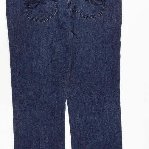 DASH Womens Blue Cotton Straight Jeans Size 16 Regular Zip