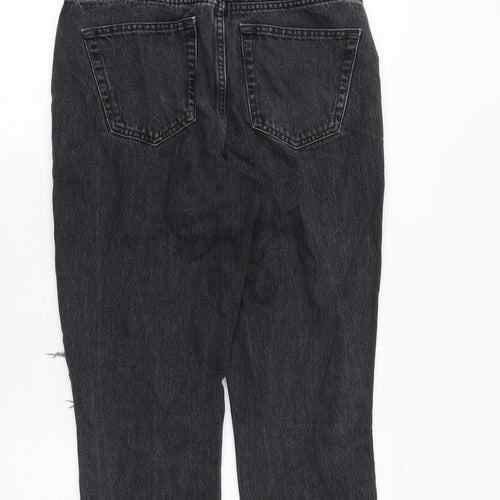 NEXT Womens Black Cotton Mom Jeans Size 8 Regular Zip