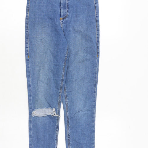Topshop Womens Blue Cotton Skinny Jeans Size 26 in L30 in Regular Zip