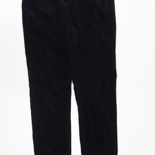 John Lewis Womens Blue Cotton Trousers Size 10 Regular Zip
