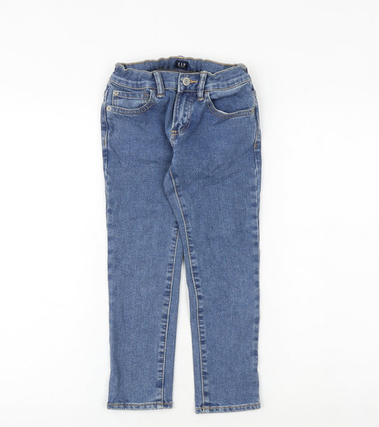 Gap Boys Blue Cotton Skinny Jeans Size 6 Years Regular Zip