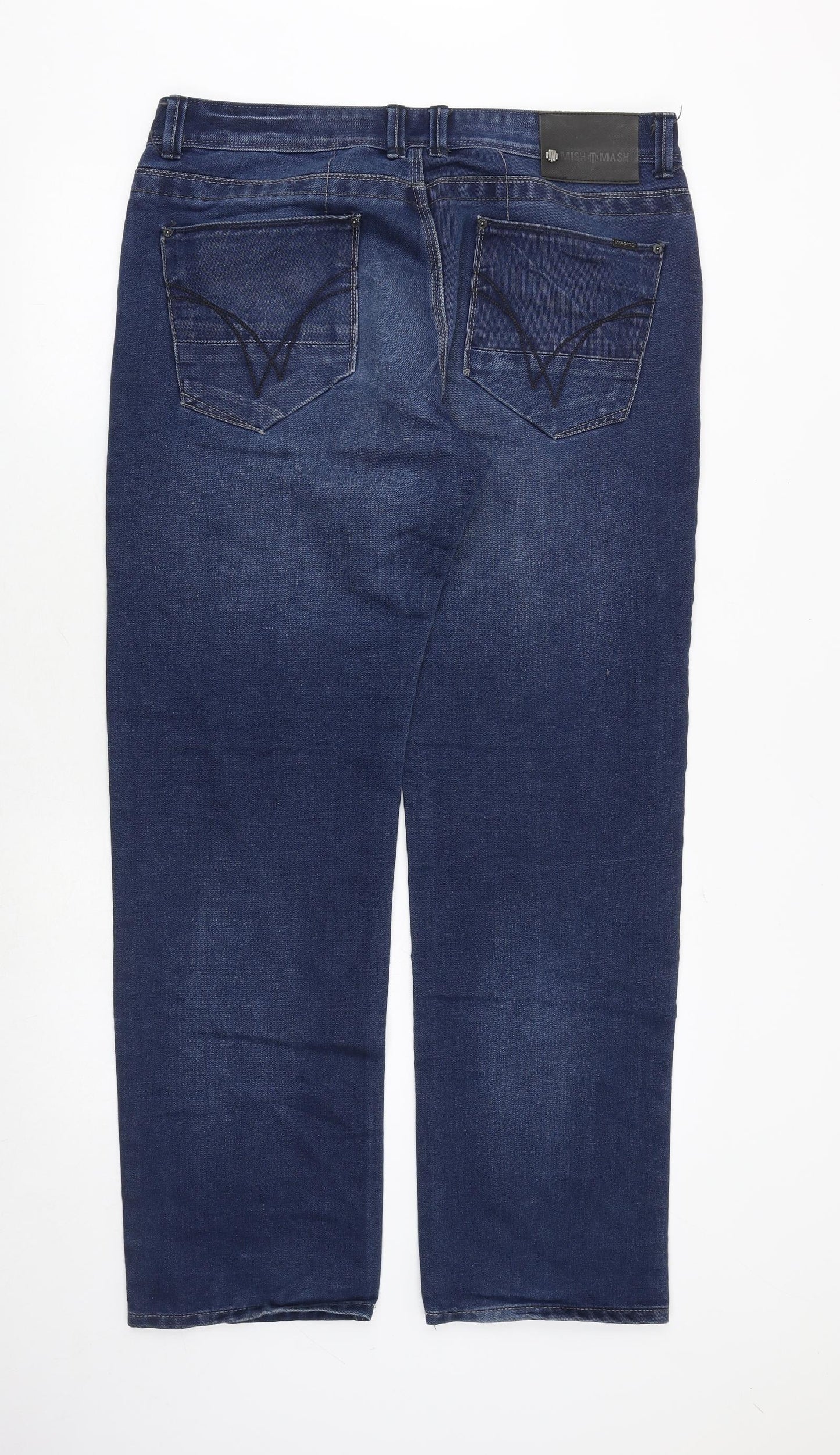 Mish Mash Mens Blue Cotton Straight Jeans Size 36 in Regular Zip