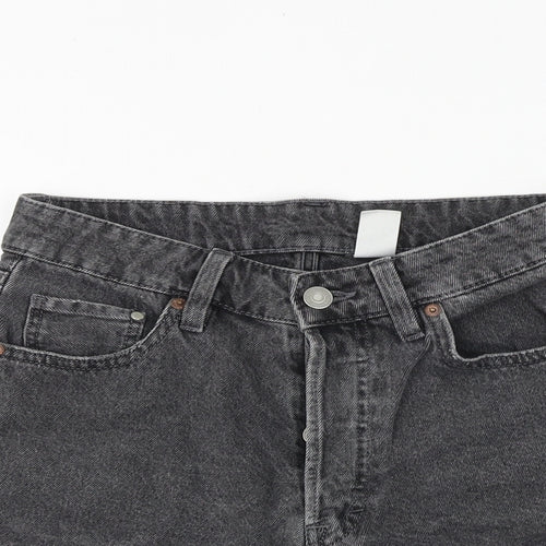 H&M Womens Grey 100% Cotton Hot Pants Shorts Size 8 Regular Button