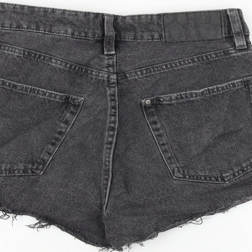 H&M Womens Grey 100% Cotton Hot Pants Shorts Size 8 Regular Button