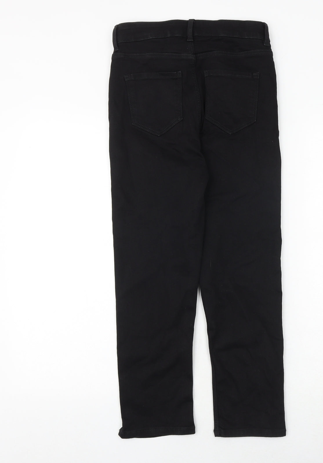 Marks and Spencer Womens Black Cotton Straight Jeans Size 8 Regular Zip - Cropped