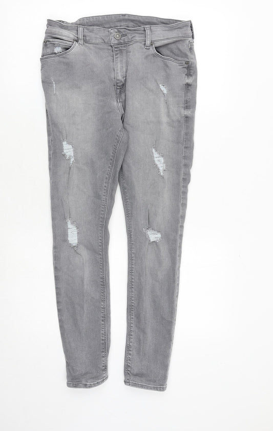 ASOS Mens Grey Cotton Skinny Jeans Size 32 in Slim Zip