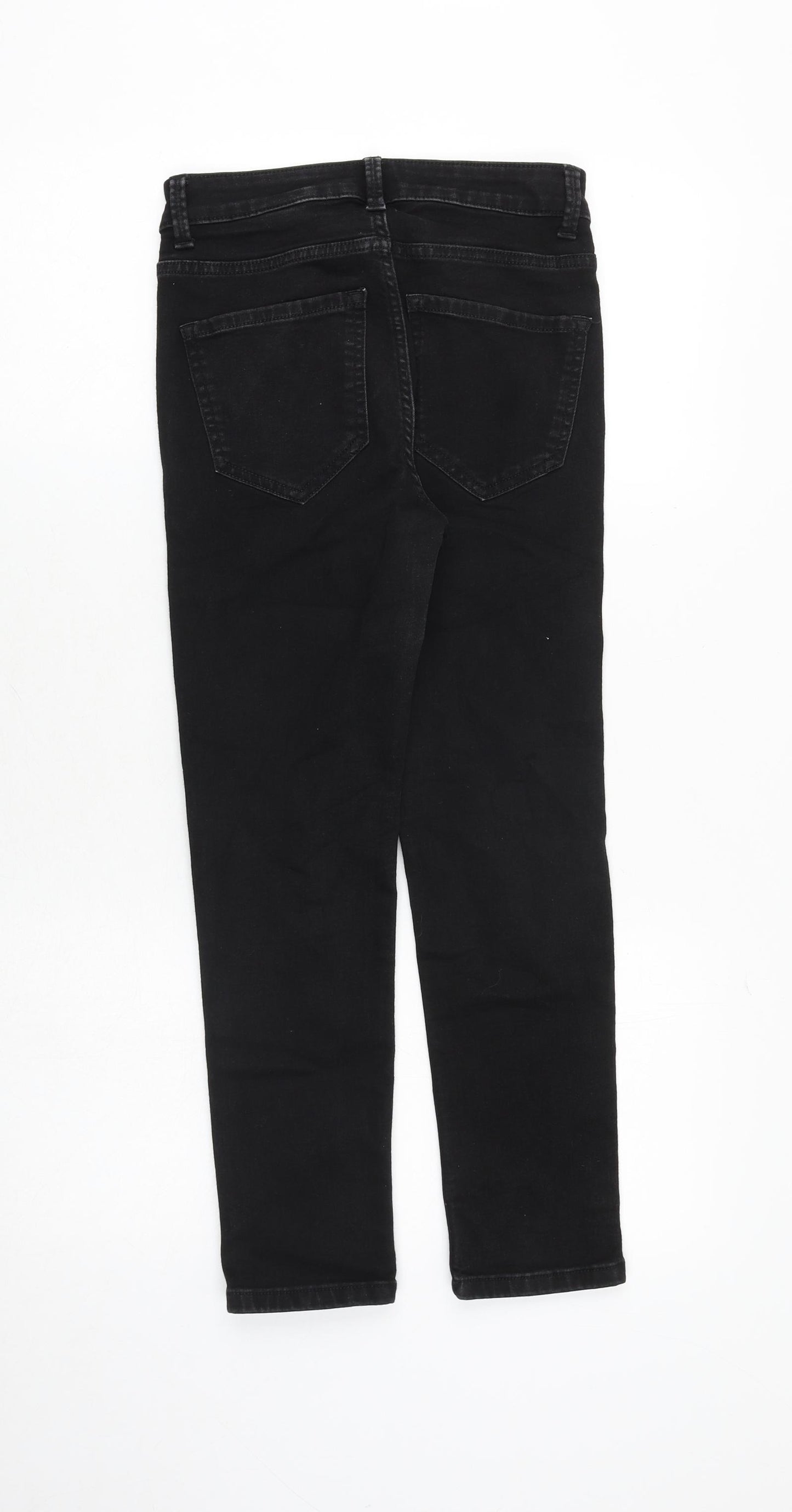 Marks and Spencer Womens Black Cotton Skinny Jeans Size 8 L24 in Slim Zip