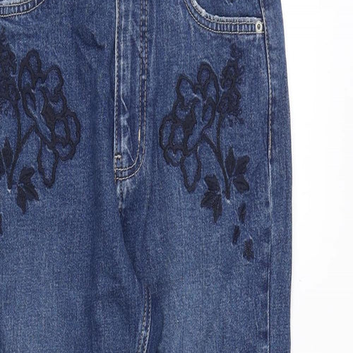Per Una Womens Blue Cotton Straight Jeans Size 10 Regular Zip