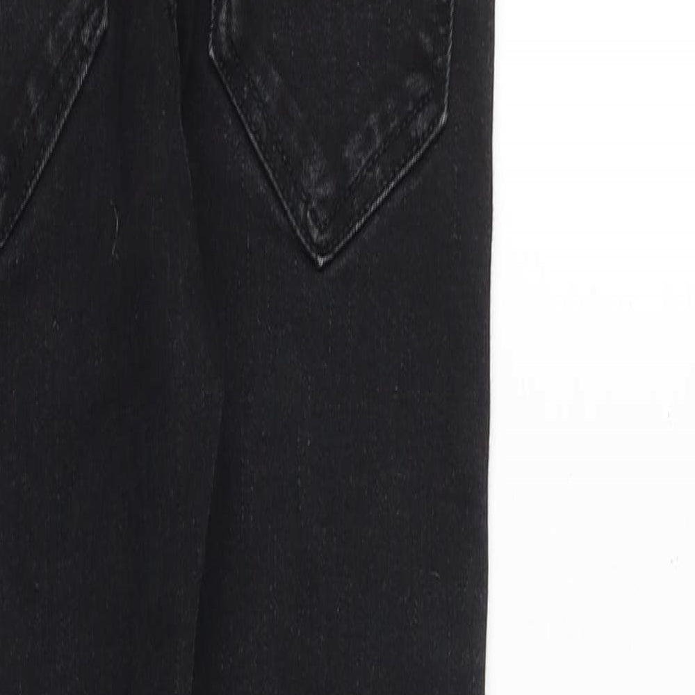 NEXT Boys Black Cotton Skinny Jeans Size 12 Years Regular Zip - Distressed