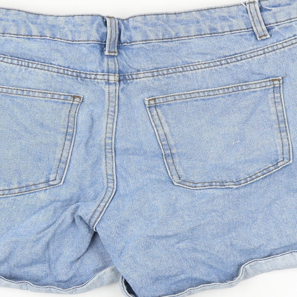 Noisy may Womens Blue 100% Cotton Boyfriend Shorts Size M Regular Zip