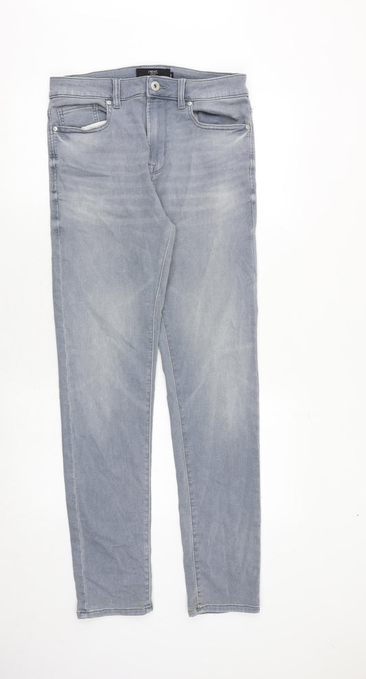 NEXT Mens Grey Cotton Skinny Jeans Size 30 in Slim Zip