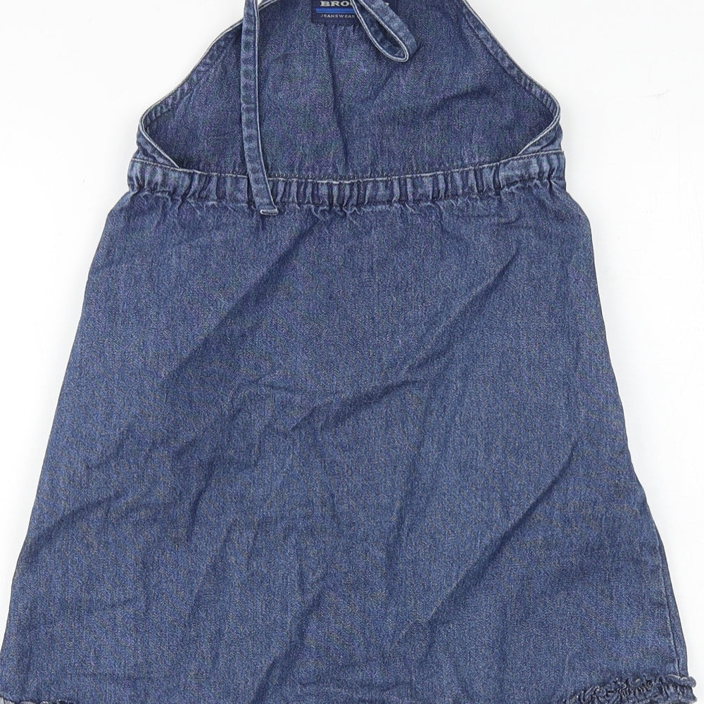Brooker Girls Blue 100% Cotton A-Line Size 3-4 Years Halter Tie - Flower