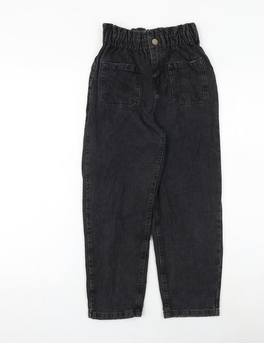 Zara Girls Black 100% Cotton Straight Jeans Size 10 Years Regular Zip