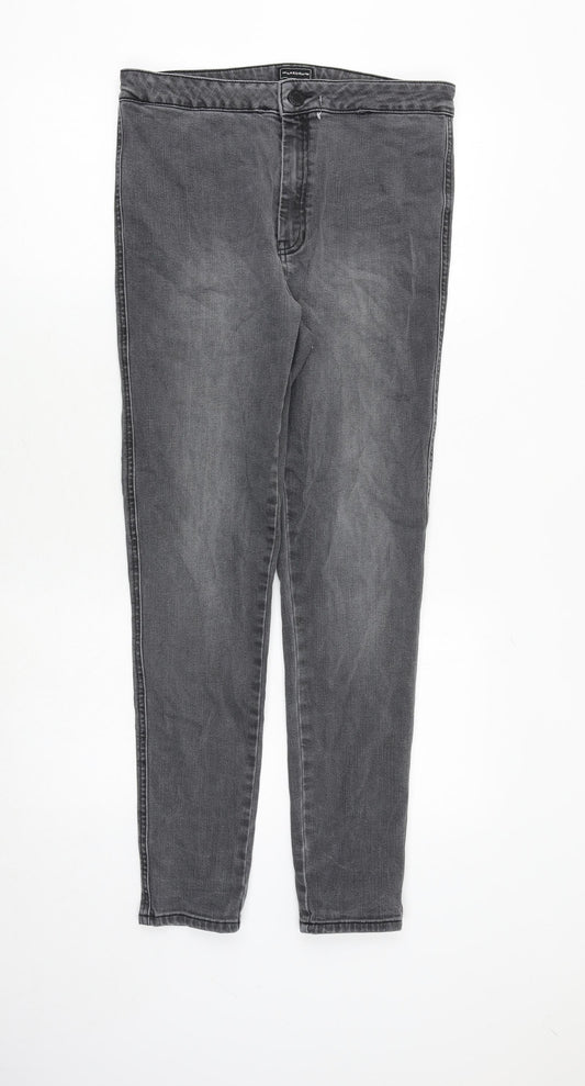 Waredenim Womens Grey Cotton Skinny Jeans Size 14 Regular Zip