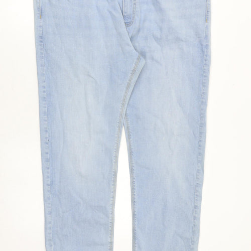 Marks and Spencer Mens Blue Cotton Straight Jeans Size 40 in Slim Zip