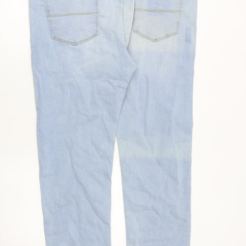 Marks and Spencer Mens Blue Cotton Straight Jeans Size 40 in Slim Zip