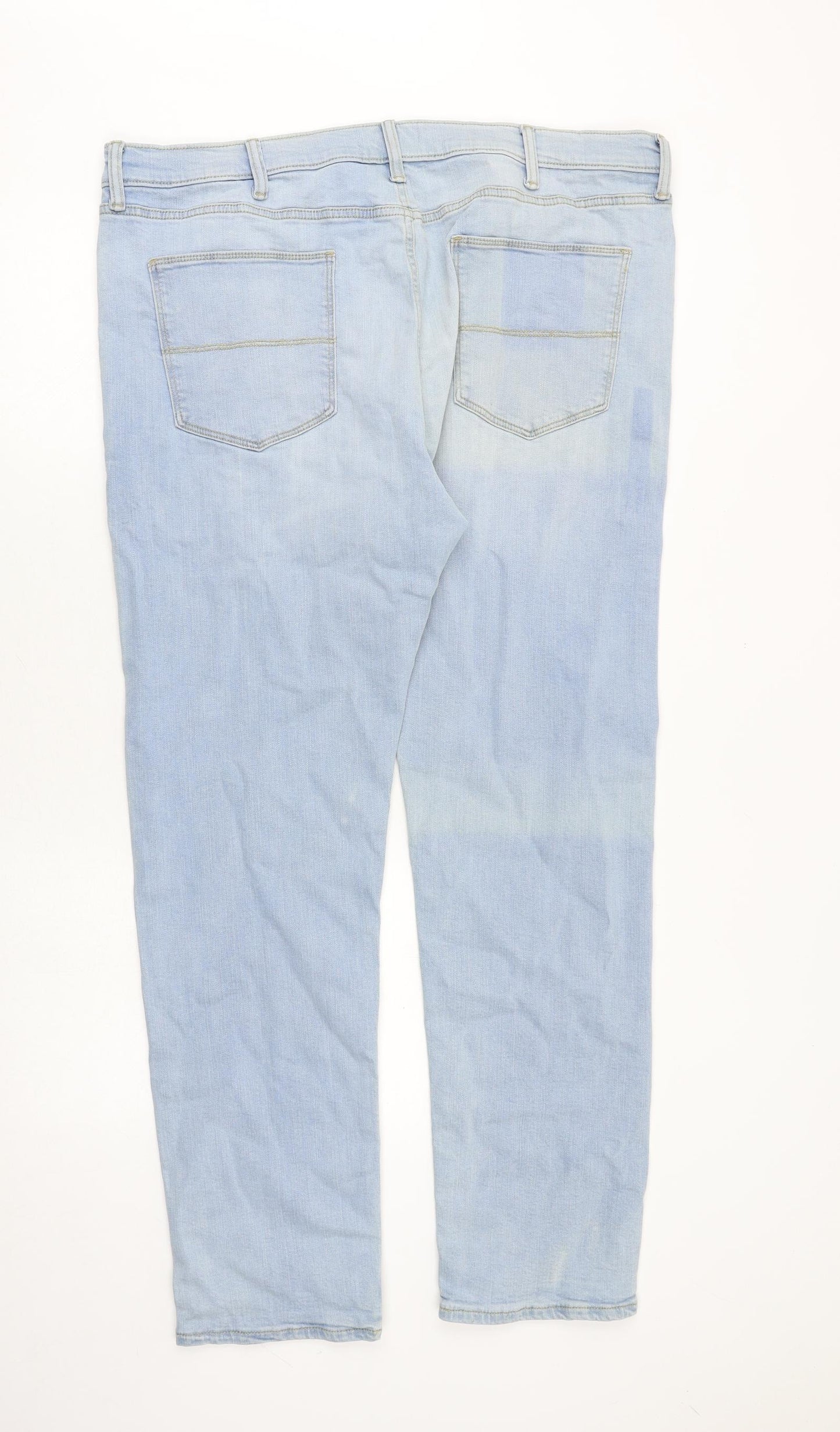 Marks and Spencer Mens Blue Cotton Straight Jeans Size 40 in Slim Zip