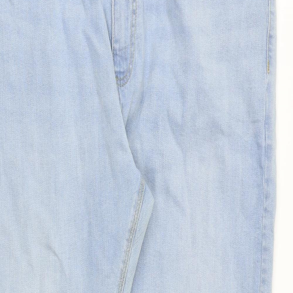 Marks and Spencer Mens Blue Cotton Straight Jeans Size 40 in Slim Zip