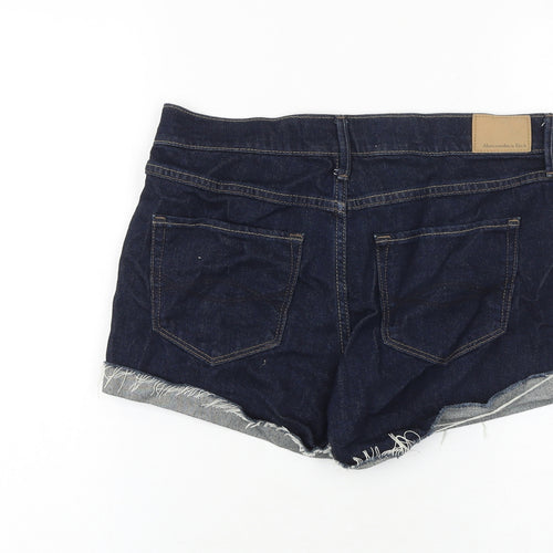 Abercrombie & Fitch Womens Blue Cotton Hot Pants Shorts Size 26 in Regular Zip - Low rise