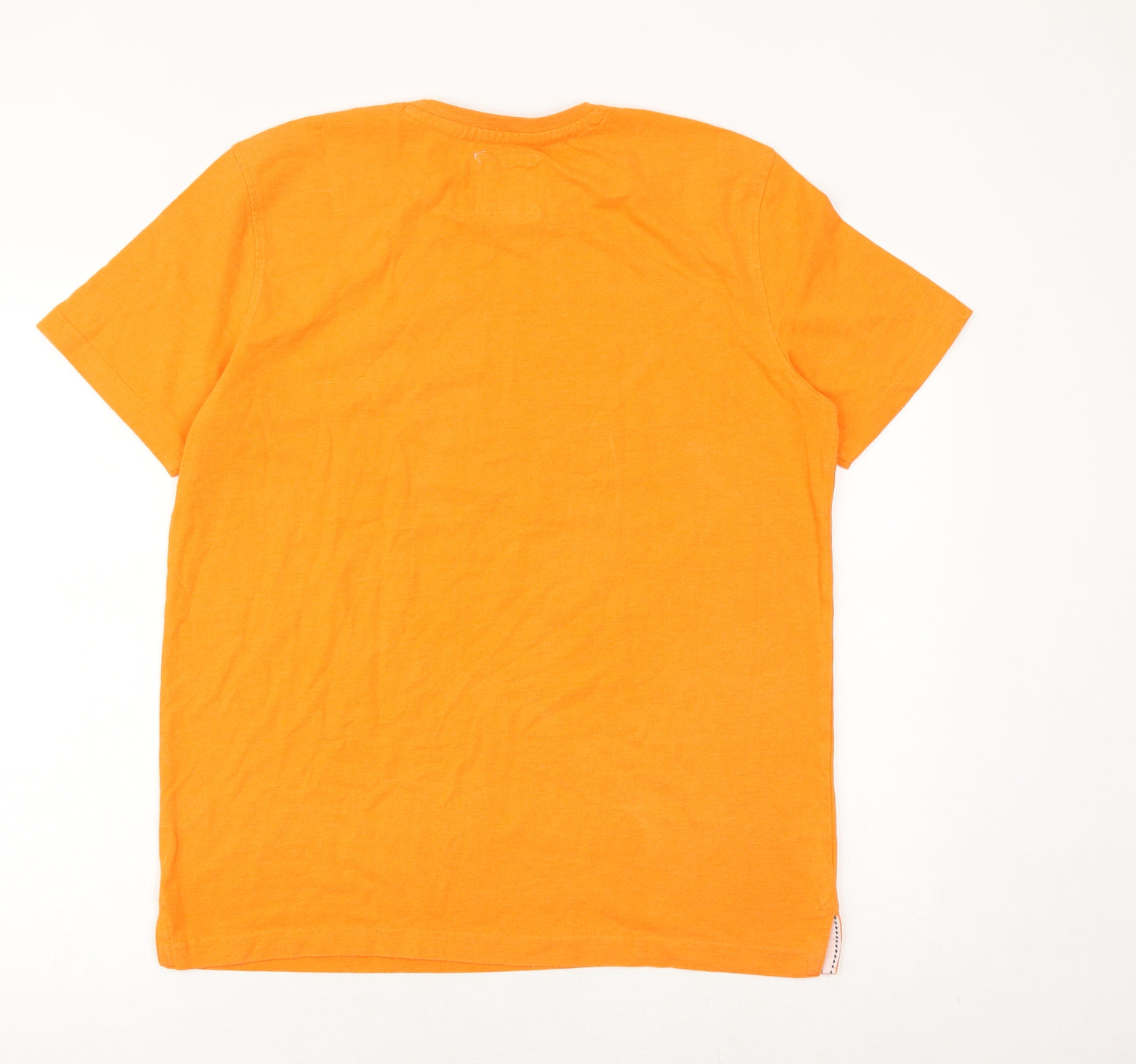 Crew Clothing Mens Orange Cotton T-Shirt Size L Round Neck