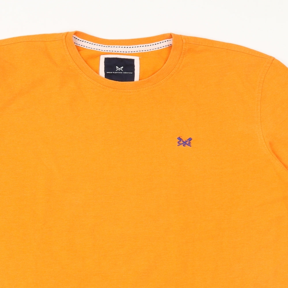 Crew Clothing Mens Orange Cotton T-Shirt Size L Round Neck