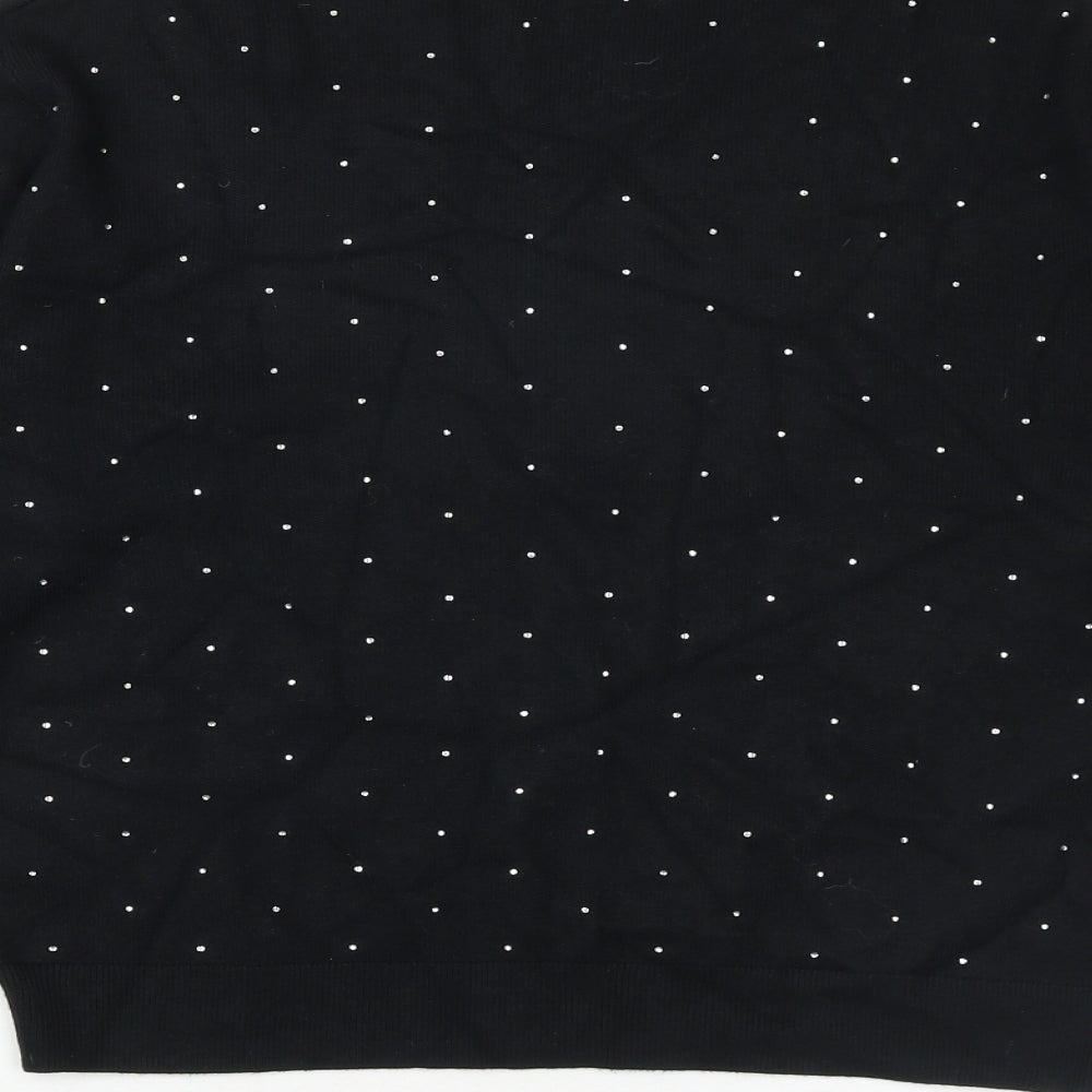 Marks and Spencer Womens Black Round Neck Polka Dot Viscose Pullover Jumper Size M