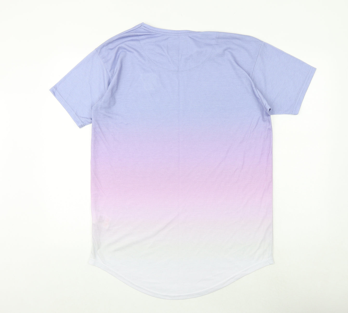 SikSilk Mens Purple Geometric Polyester T-Shirt Size L Round Neck - Ombre Effect