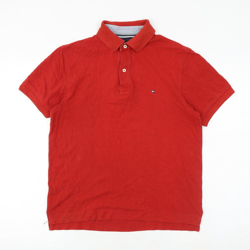 Tommy Hilfiger Mens Red Polyester Polo Size XS Collared Button