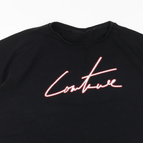 The Couture Club Mens Black Cotton T-Shirt Size L Round Neck