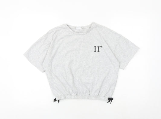 Holyfield Girls Grey Cotton Basic T-Shirt Size 14-15 Years Round Neck Pullover