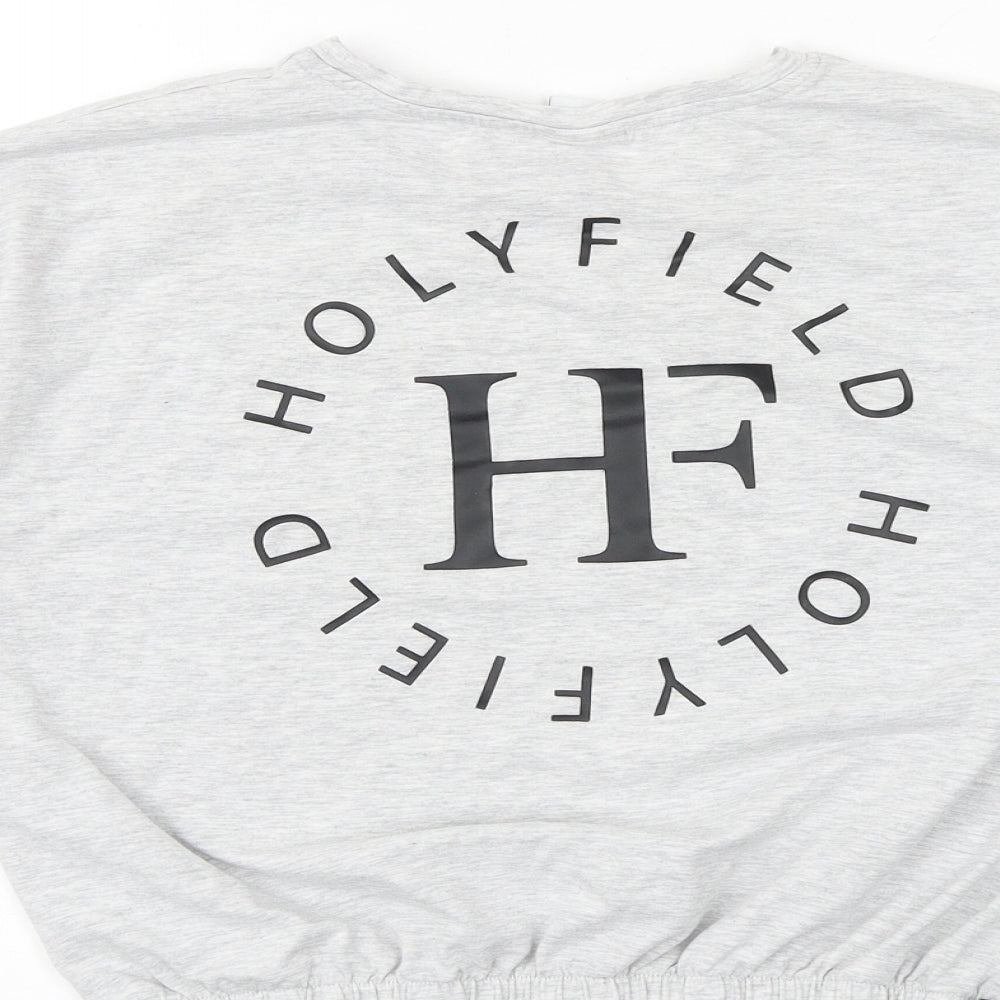 Holyfield Girls Grey Cotton Basic T-Shirt Size 14-15 Years Round Neck Pullover