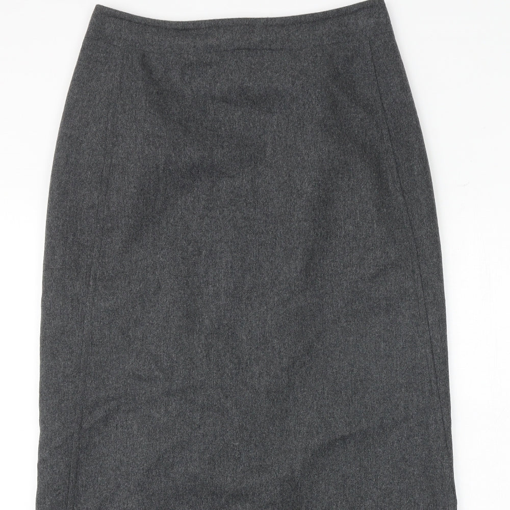 Per Una Womens Grey Wool A-Line Skirt Size 14 Zip
