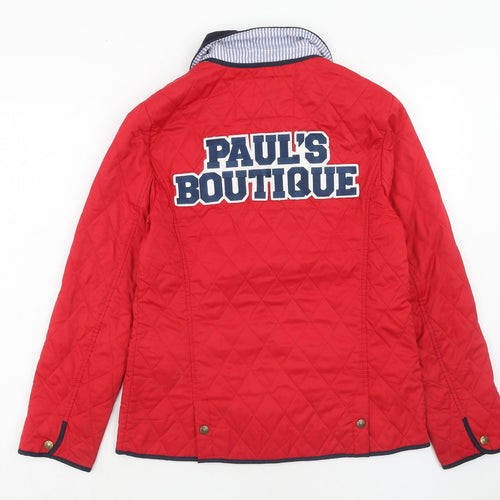 Paul's Boutique Womens Red Quilted Jacket Size L Button