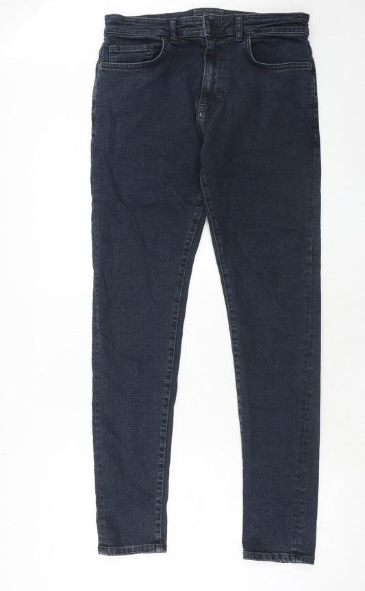 NEXT Mens Blue Cotton Skinny Jeans Size 32 in L33 in Regular Zip