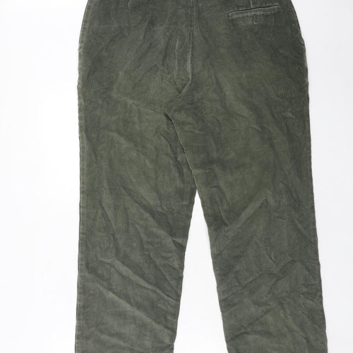 Marks and Spencer Mens Green Cotton Trousers Size 34 in L29 in Regular Zip