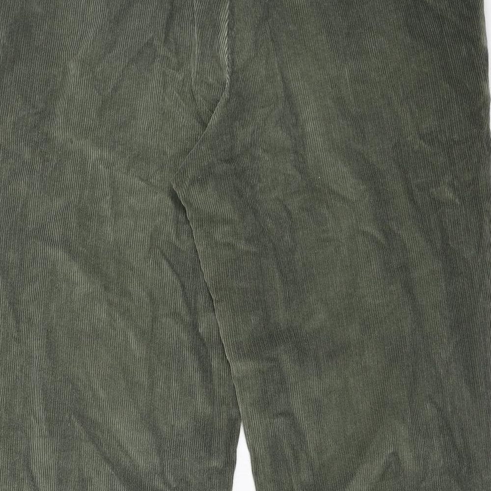 Marks and Spencer Mens Green Cotton Trousers Size 34 in L29 in Regular Zip