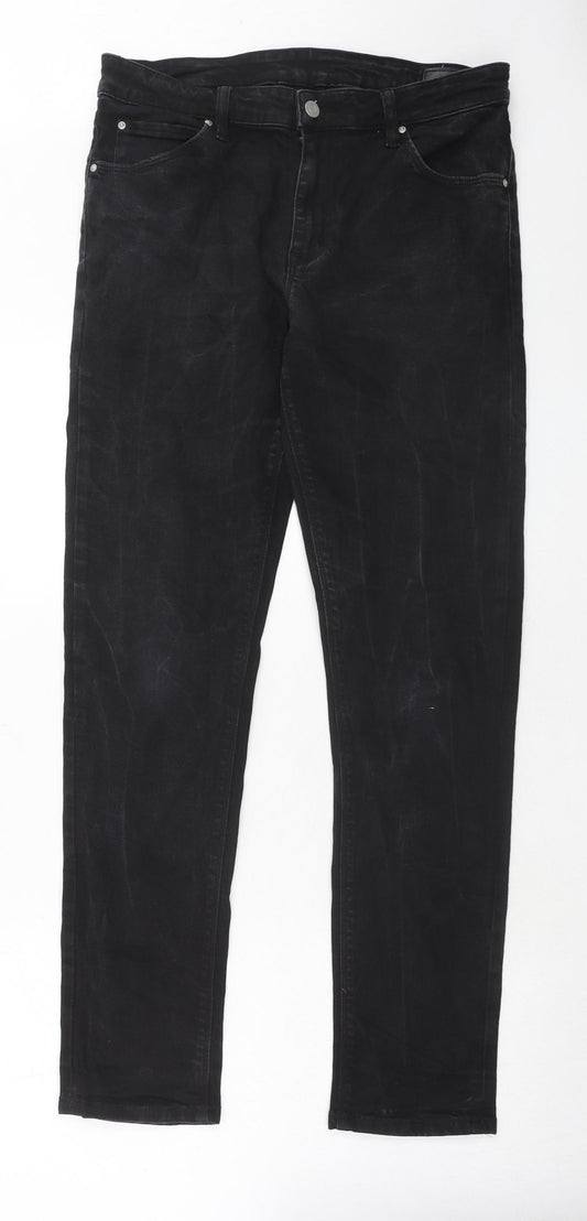 ASOS Mens Black Cotton Skinny Jeans Size 32 in L32 in Slim Zip
