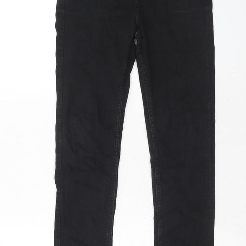 M&Co Girls Black Cotton Skinny Jeans Size 11-12 Years Regular Zip