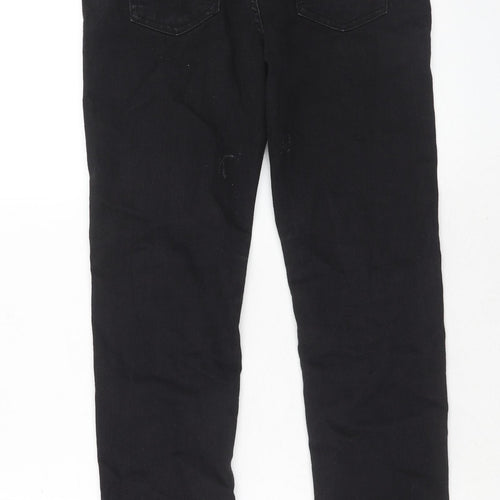 M&Co Girls Black Cotton Skinny Jeans Size 11-12 Years Regular Zip