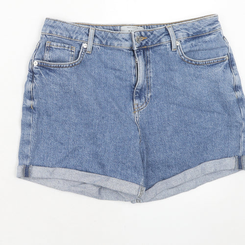 New Look Womens Blue Cotton Basic Shorts Size 12 Regular Zip