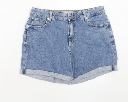 New Look Womens Blue Cotton Basic Shorts Size 12 Regular Zip